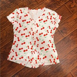 SHEIN Cherry Print Pajama Set - Red and White